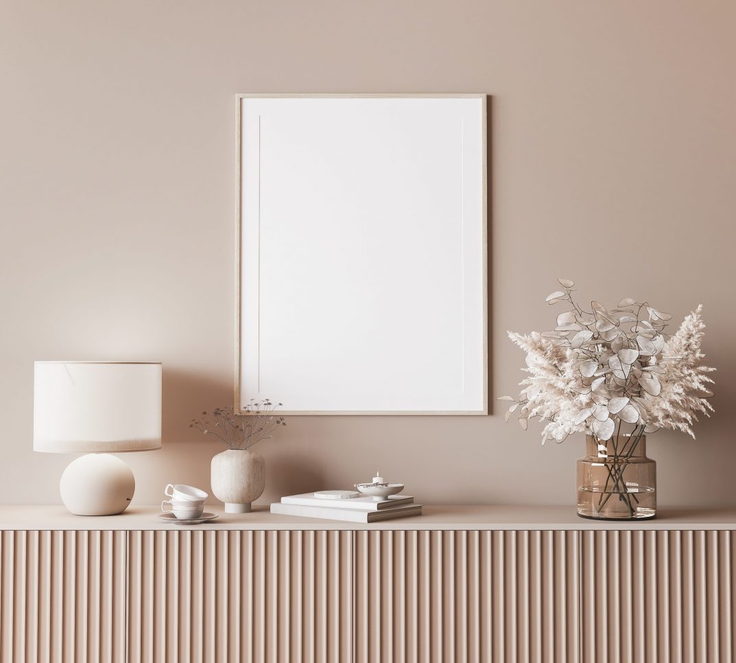 Mock,Up,Frame,In,Modern,Interior,Background,,Neutral,Wooden,Living